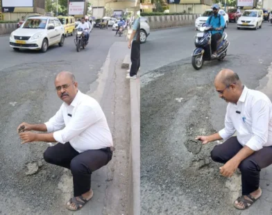 पौड रोडवरील निकृष्ट डांबरीकरणामुळे नागरिकांचा संताप
