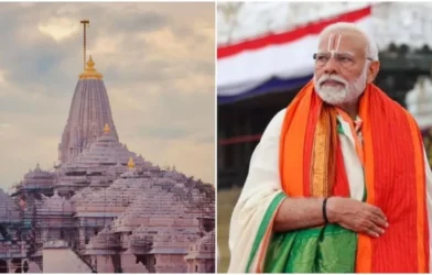 PM Modi and Mohan Bhagwat at Ram Temple flag-hoisting