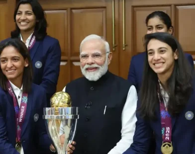 PM Modi meets Indian women’s cricket team after World Cup victory