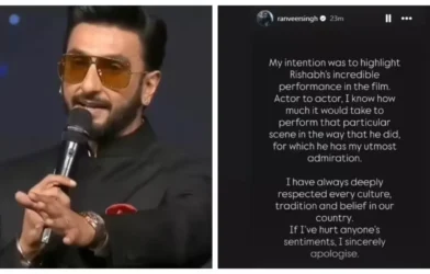 Ranveer Singh apologises after Kantara act controversy